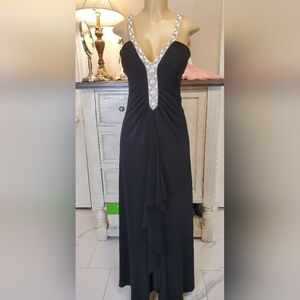 JS Boutique Black Strapless Dress with Silver Accents